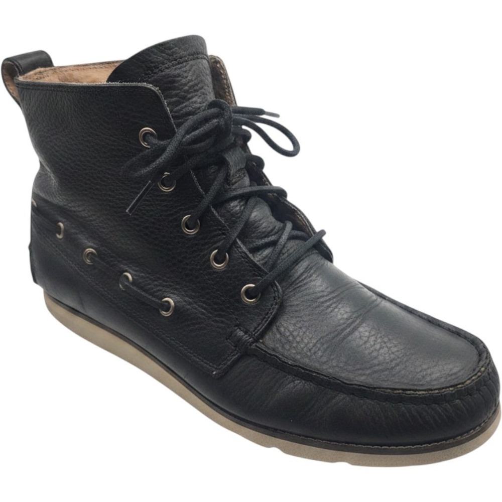 John Varvatos Star USA Mens 11 Black Leather High Top Boots Vibram F2827R3B